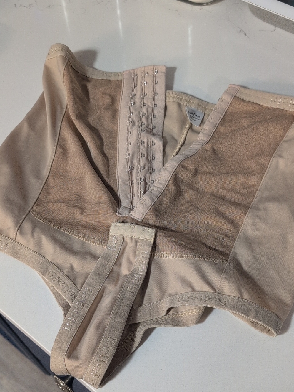 High-Waist Shaping Briefs in Nude with Front Hook Closure